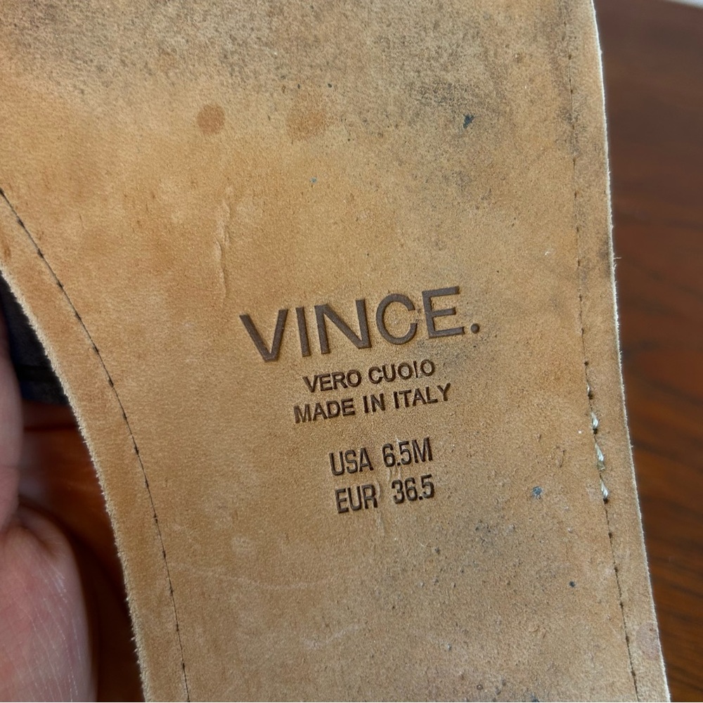 VINCE Suede-Leather Flat Mules Navy - Picture 5 of 8